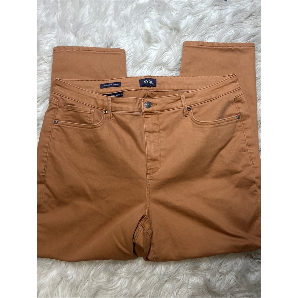 NYDJ Women's Margot Rust Brown Straight Leg Jeans Sz 16W Lift Tuck Cool Embrace